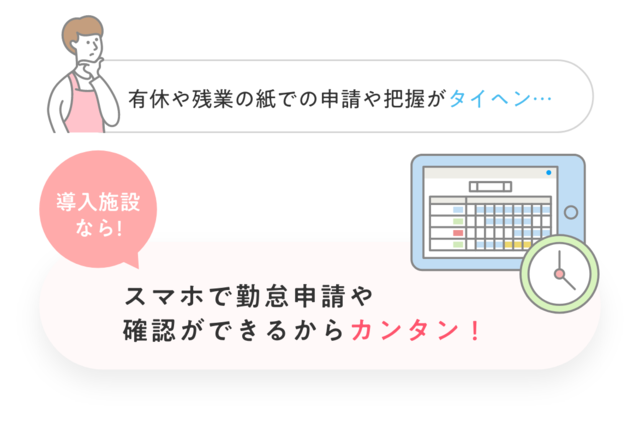 毎日のシフトや残業・休暇取得状況など、自分の勤怠がいつでも把握できる！